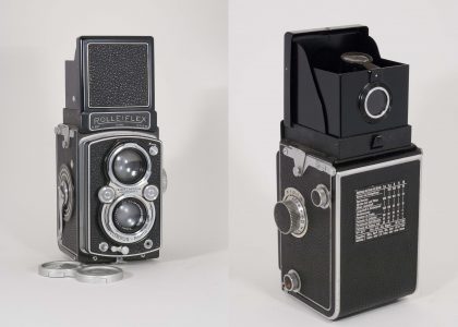 Rolleiflex T, 1958-1975. Front and back views.