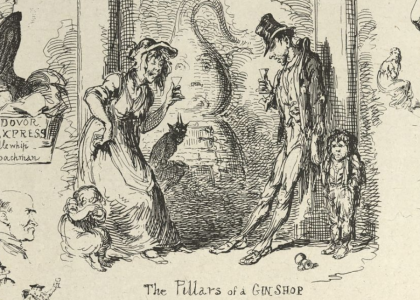 Thumbnail for the post titled: George Cruikshank’s Vision of a Gin-Crazed Britain