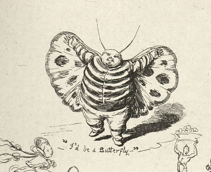 "I'd be a Butterfly" shows a man that turned to a butterfly.