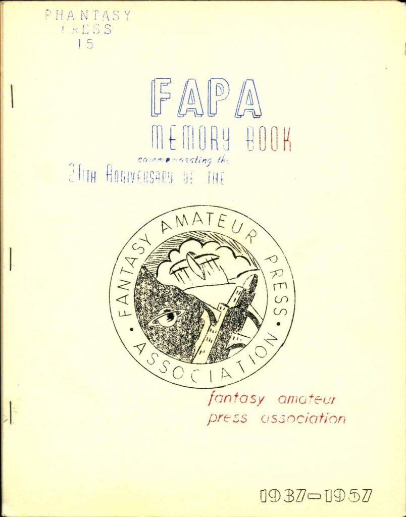 Memory Book made for FAPA's 20th anniversary (1957).