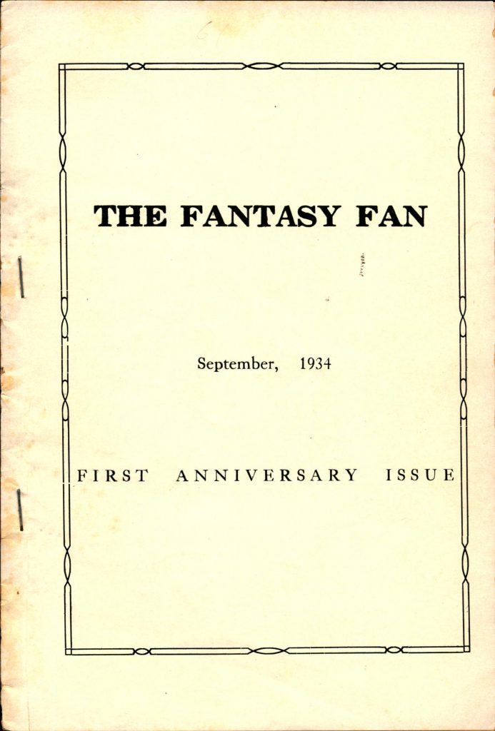 The Fantasy Fan, September 1934. First Anniversary Issue. Cover.