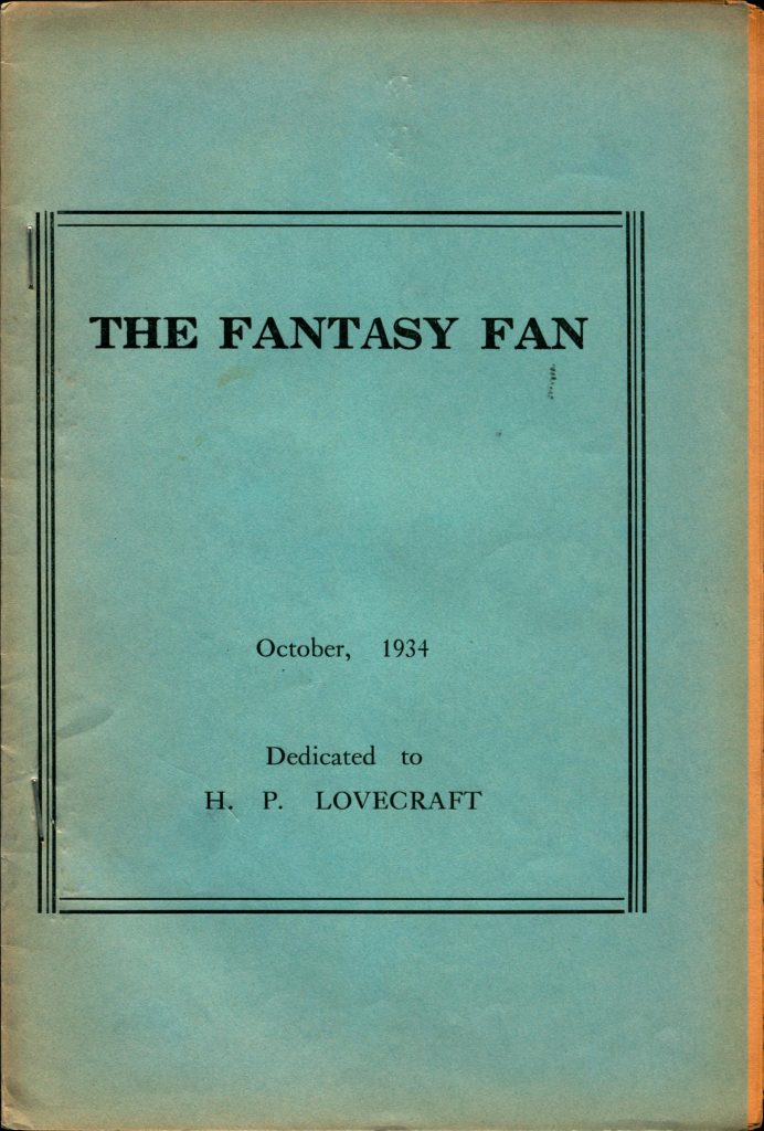 The Fantasy Fan, October 1934. Dedicated to H.P. Lovecraft. Cover.