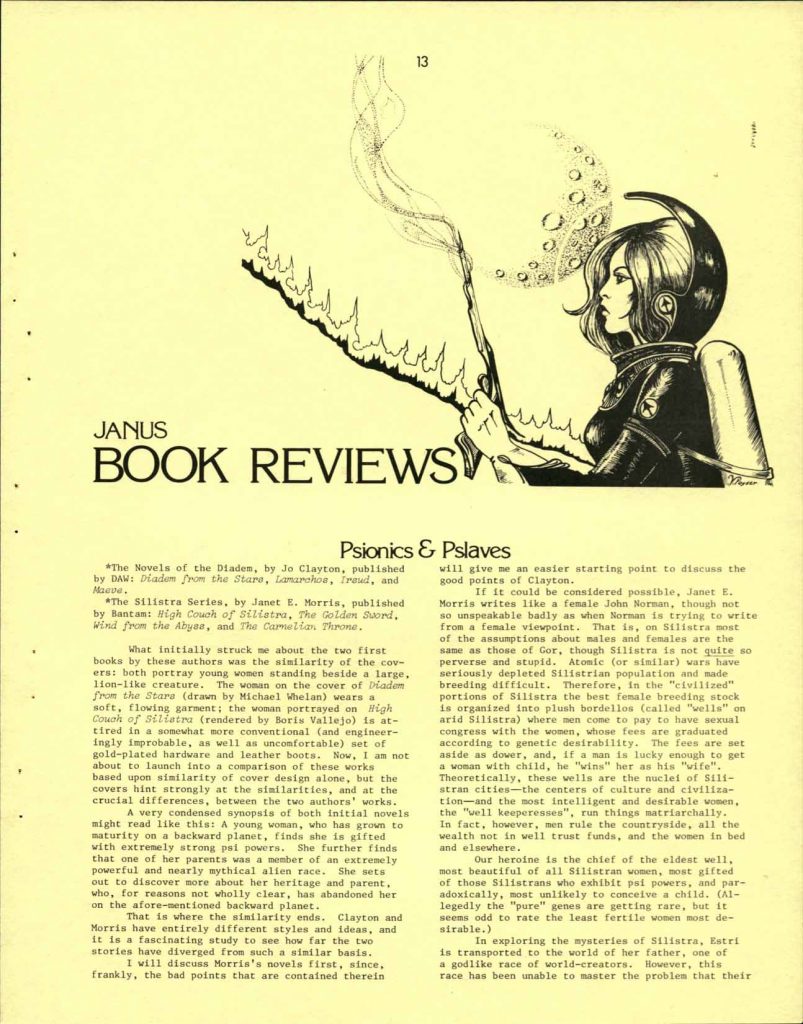 Book Reviews column in Issue 16 of Janus, 1979.