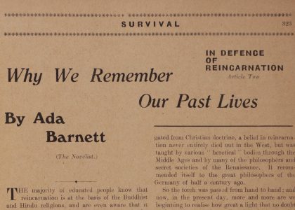 Section of page with heading "Why We Remember Our Past Lives: In Defense of Reincarnation" at the top.