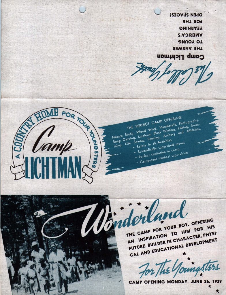 A promotional brochure for Camp Lictman.