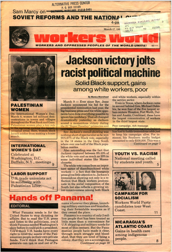 Cover page for Workers World