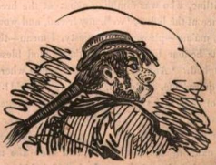 A man is shown in profile with a long, coiled pony tail and a hat. 