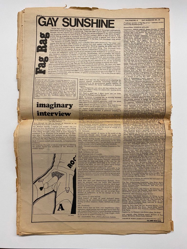 Gay Sunshine no. 22 Fag Rag no. 9